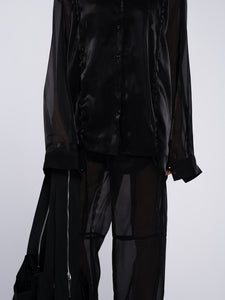 ORGANZA SEE SHIRT - BLACK