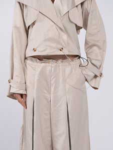 NYLON CROPPED TRENCH - NUDE
