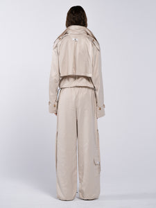 NYLON CROPPED TRENCH - NUDE