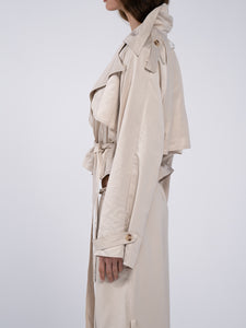 NYLON CROPPED TRENCH - NUDE