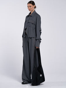 DENIM RAW CROPPED SHIRT
